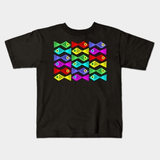 Colorful School of Fish Pattern Kids T-Shirt